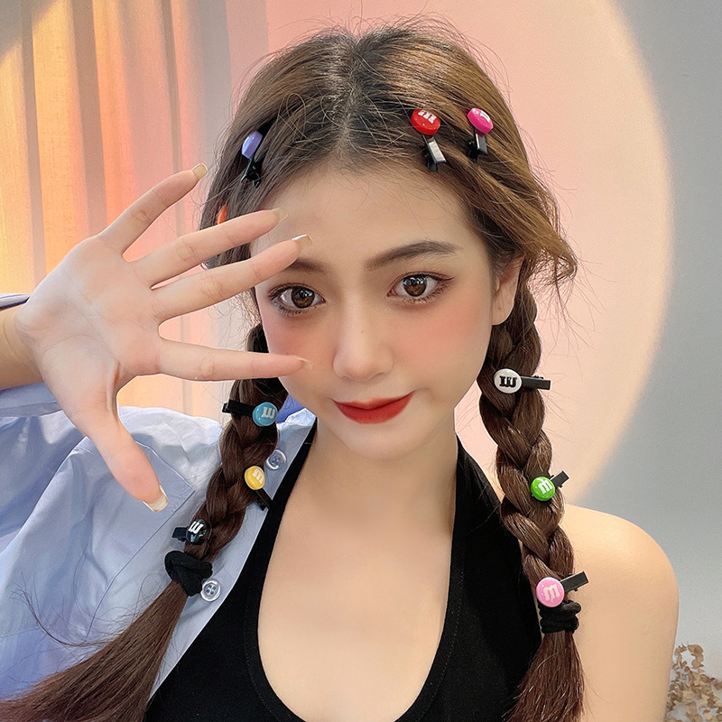 彩虹豆小发夹网红m豆侧边夹韩国少女M豆夹子头饰发卡可爱发饰|ms