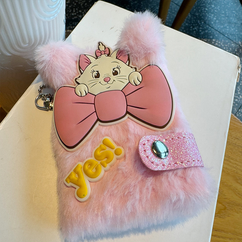 Cuaderno de peluche estilo rosa americano gato cuaderno de mano regalo de niña creativo cuaderno de voz coreano