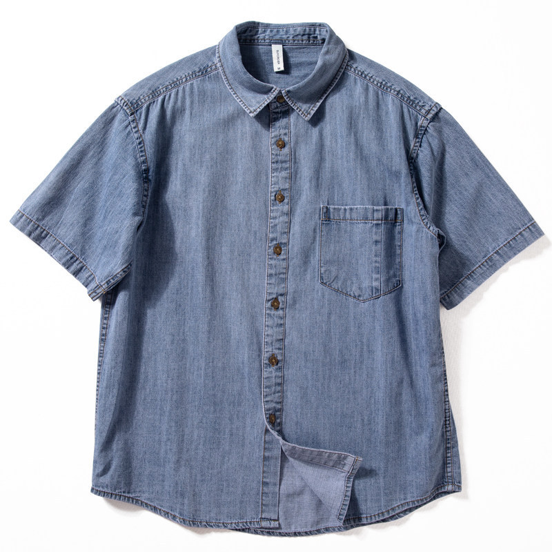 Denim Shirt Men's Short-Sleeved Summer Thin Loose-Fitting Half-Sleeved Cotton Breathable Work Shirt