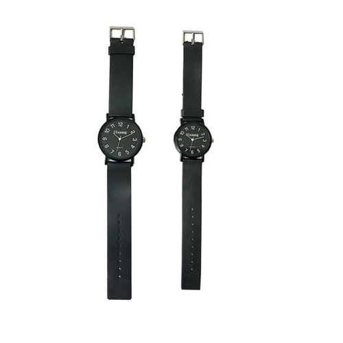 Black-faced, minimalist watch for men and women—couple's style, student-friendly quartz wristwatch—Model ZZ0002