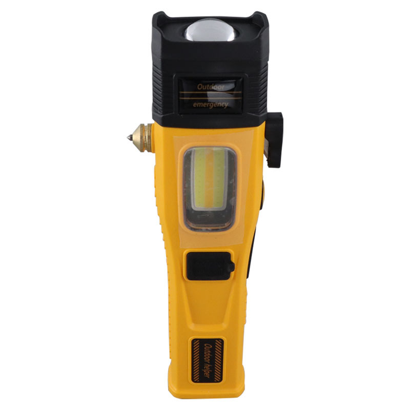 Car Telescopic Zoom LED Flashlight USB Solar Charging Multifunctional Safety Hammer Cutter Work Light Strong Light