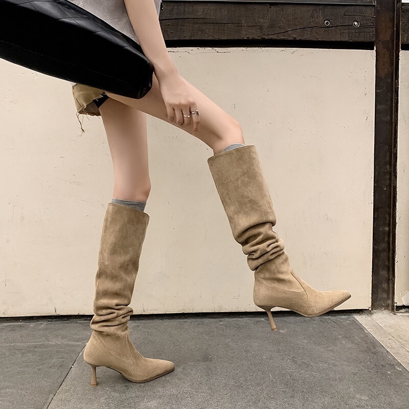 First Encounter Seasonal Slimming Pointed-Toe Stacked Boots for Women 2026 New Suede Stiletto High-Heel Over-the-Knee Long Boots First Encounter Seasonal Slimming Pointed-Toe Stacked Boots for Women 2026 New Suede Stiletto High-Heel Over-the-Knee Long Boots