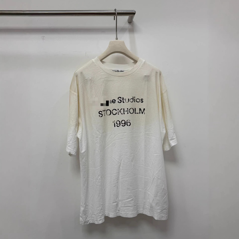 Ac Washed-Out Style Short-Sleeve Printed Letter Logo Collection Collection