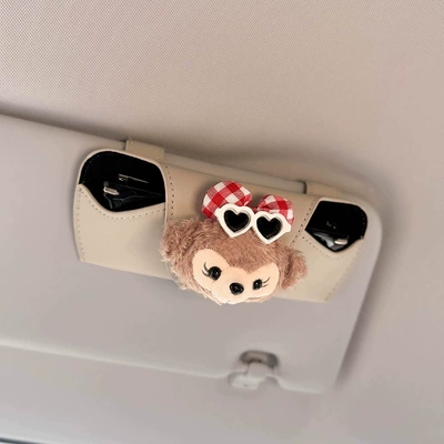 Multifunctional Car Glasses Holder Car Car Glasses Clip/Bill Clip - glasses-case-gray-rose