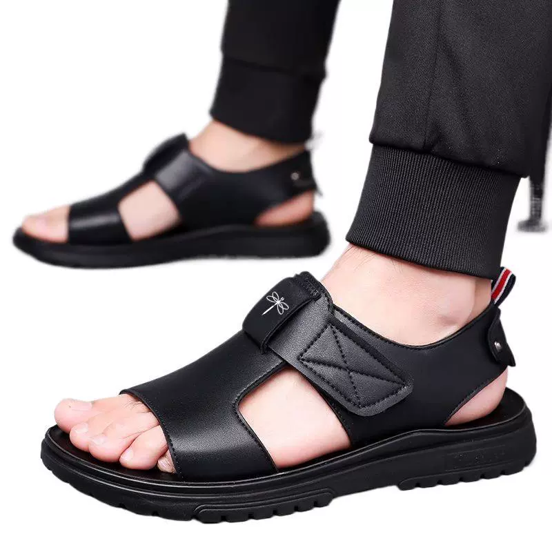 Summer sandals, men's beach beach footwear for leisure, shoes for leather shoes, genuine leather, soft sole
