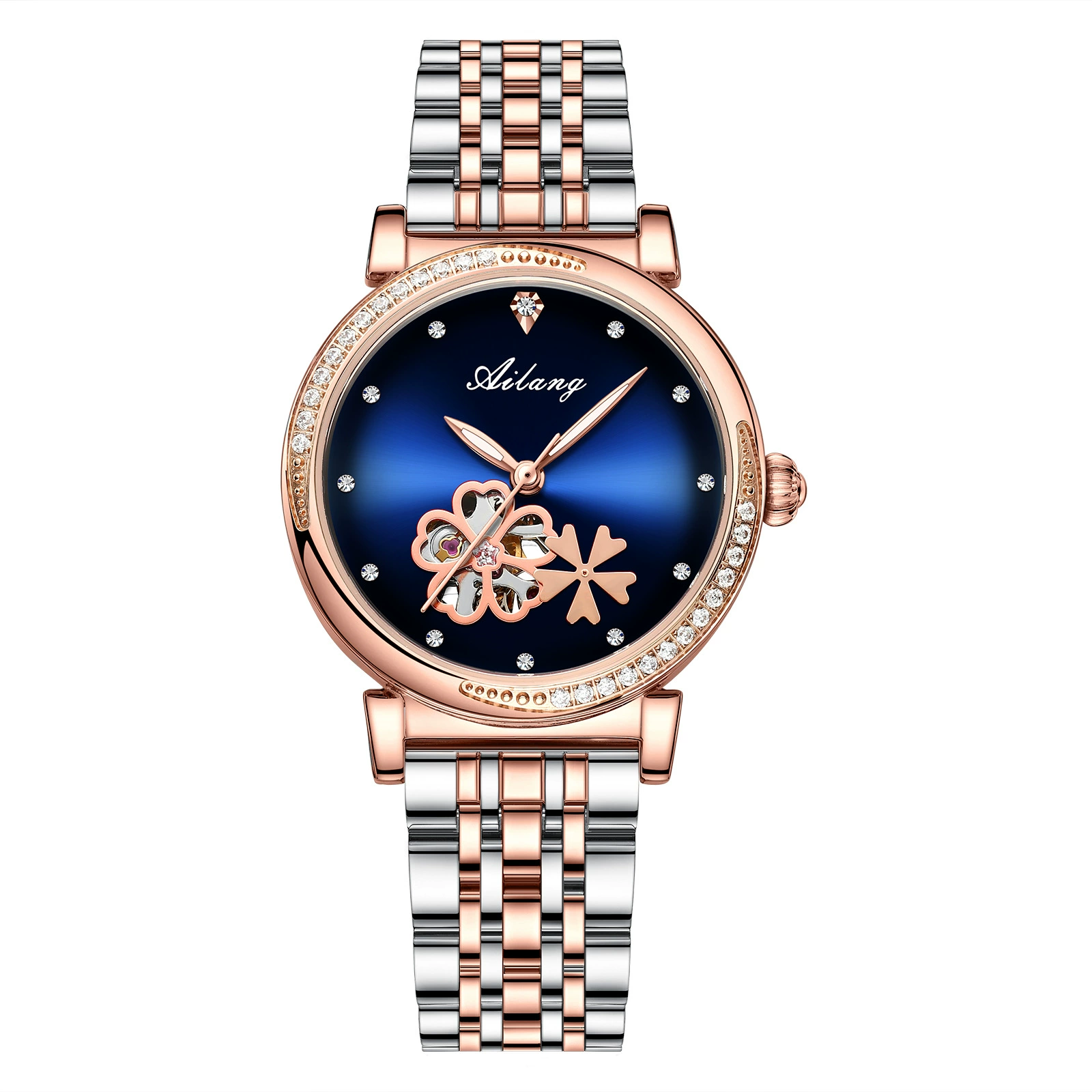 Новые часы Ms. Alang Little Green Hollow Automatic Diamond Fashion Женские часы Взрыв