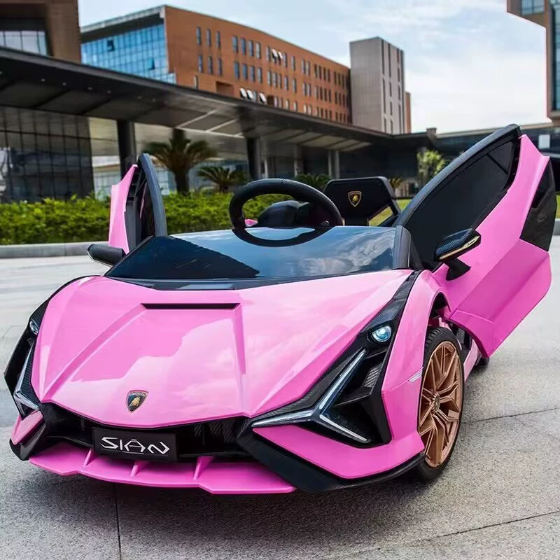 Электромобиль‑каталка (Lamborghini) 12V, 4‑колёсный, с пультом, кожаное сиденье, 1–6 лет
