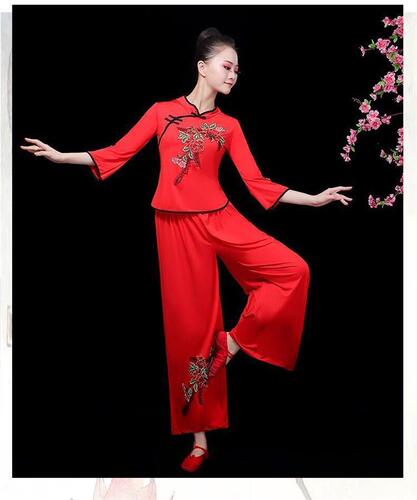 New square dance costumes for women, spring and summer new ethnic dance costumes, middle-aged and elderly yangko costumes, dance suits