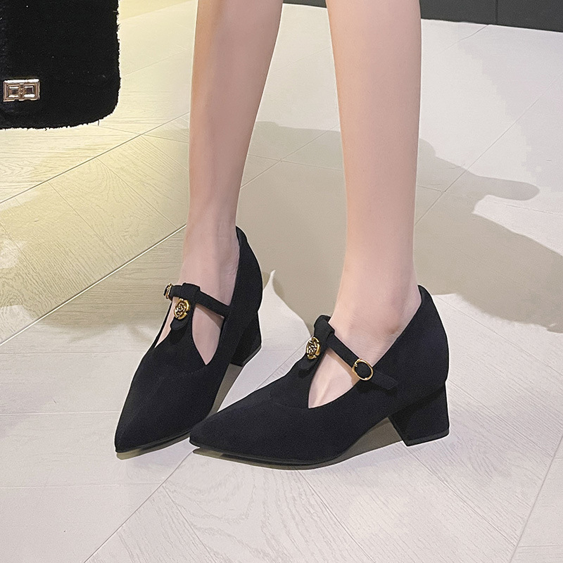 2026 nuevos zapatos franceses T-band Mary Jane zapatos de mujer de tacón ultra alto puntiagudo zapatos de mujer de tacones gruesos pequeño tamaño pequeño 33