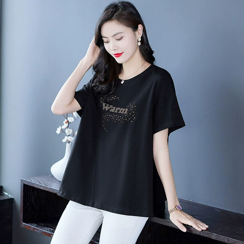 Летний свободный хлопок с горячим бриллиантом большого размера