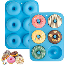 硅胶甜甜圈模具6 个甜甜圈食品级硅胶百吉饼烤盘耐热和微波炉安全