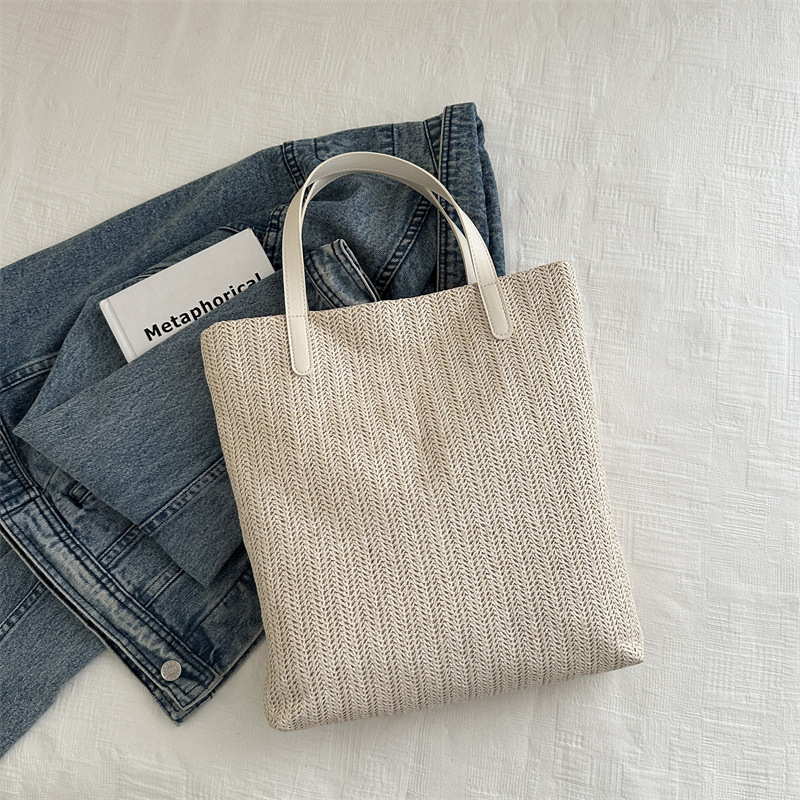 Bolsa de tejido para mujeres este nuevo verano ins simple bolsa de paja de viaje diario bolsa roja