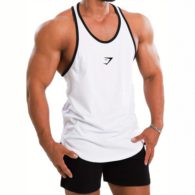 Gymshark Fitness Training Men's Cross-Border Sports Running Basketball Quick-Drying Cotton Sleeveless Top Racer Vest