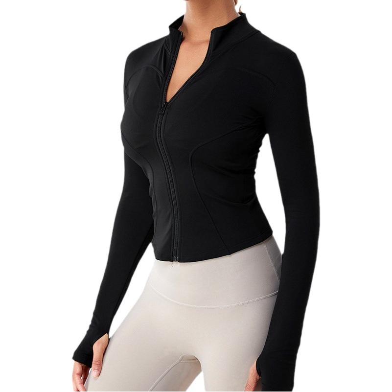 Otoño e invierno nueva chaqueta de yoga con forro polar Ropa de Yoga de manga larga adelgazante para mujer ropa de fitness al aire libre superior deportiva