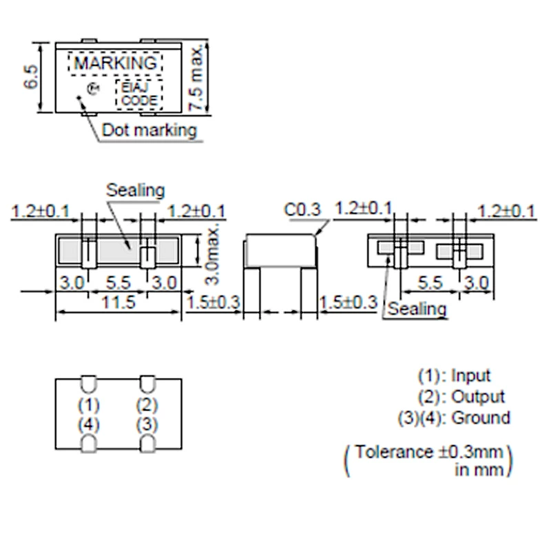 Керамический SMD фильтр (LTWC450D/E/F), 450 кГц, 4-выводной чип, RoHS соответствие
