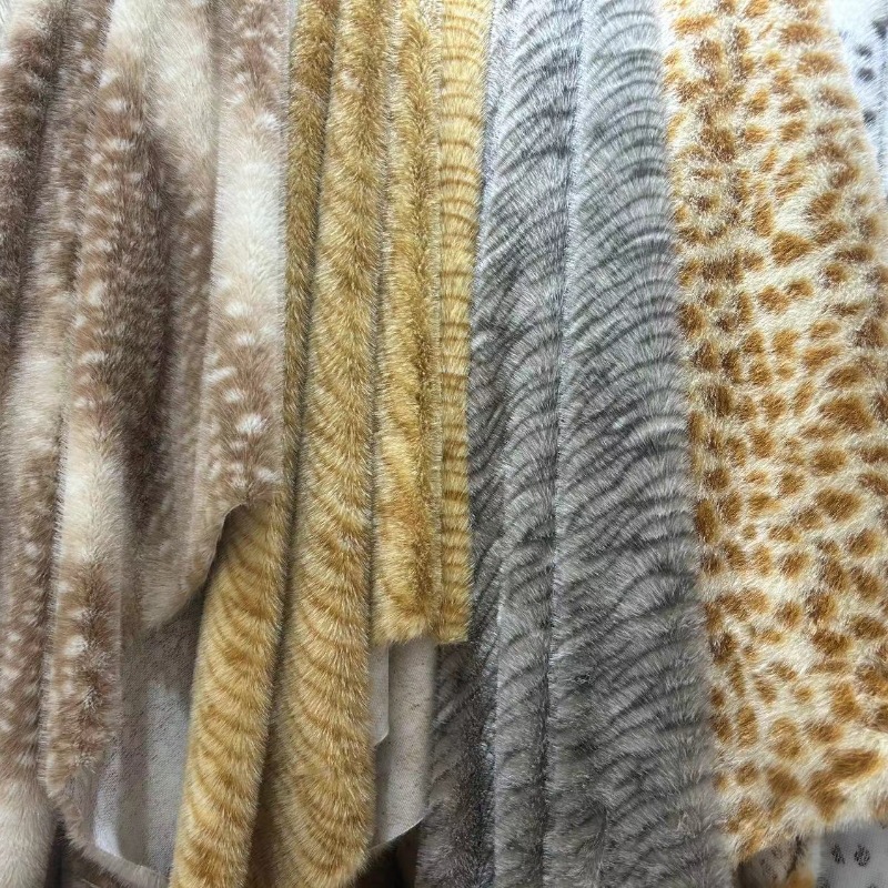 750g de pelo de conejo pequeño visón jacquard estampado de leopardo patrón de ciervo alto bajo abrigo abrigo bolsa tela de juguete en stock