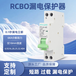 18mm Rcbo 1P+N 6Ka 30Ma Miniature Overload Short Circuit Leakage Protection Circuit Breaker for Foreign Trade
