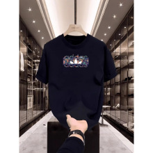 跨境热销短袖男款T恤夏季新款美式潮流重磅纯棉上衣痞帅打底体恤