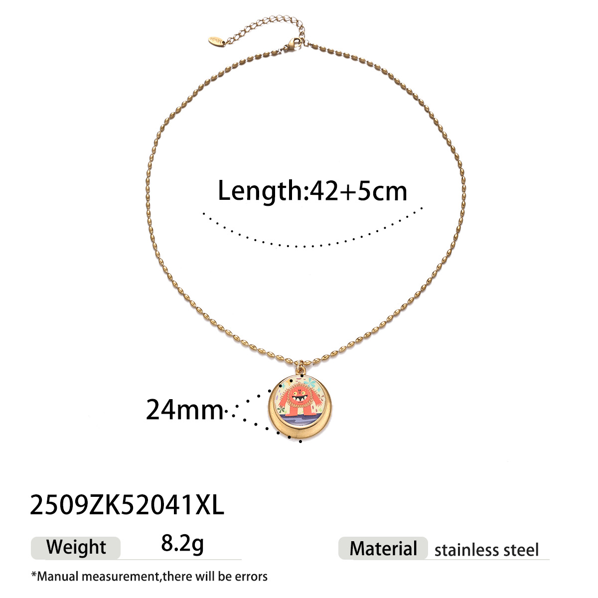 Collar de acero inoxidable para mujeres no se desvanece colgante de monstruo cadena de clavícula ligera lujo transfronterizo joyería caliente