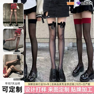 硅胶防滑过膝袜夏季薄款全棉黑丝袜女长筒大腿jk塑形潮性感白袜子