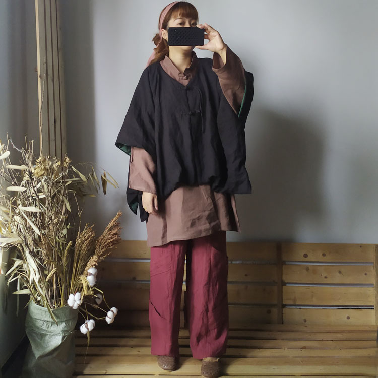 秋冬新款中國風女裝亞麻原創國風情懷夾棉保暖坎肩馬甲【秋千】