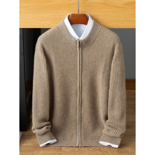 Autumn and Winter New Cashmere Sweater Men's Half-turtleneck Loose Thickened Zipper Casual Wool Knitted Sweater Jacket Cardigan