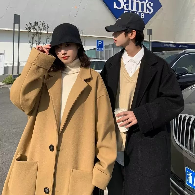 Abrigo de lana de los hombres de invierno de alta calidad de alta calle de lana negro trench abrigo de invierno engrosada capa de algodón acolchado moda