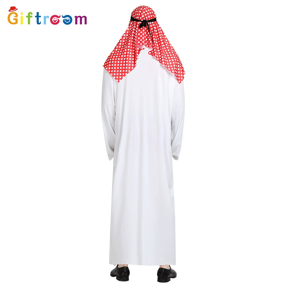 European and American foreign trade party clothing Middle East Dubai Prince Adult Male White Arabia Red Head Scarf Performance Stage Clothing