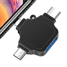 3合1 OTG手機通用轉接頭轉USB3.0鼠標鍵盤耳機高速轉換器工廠批發