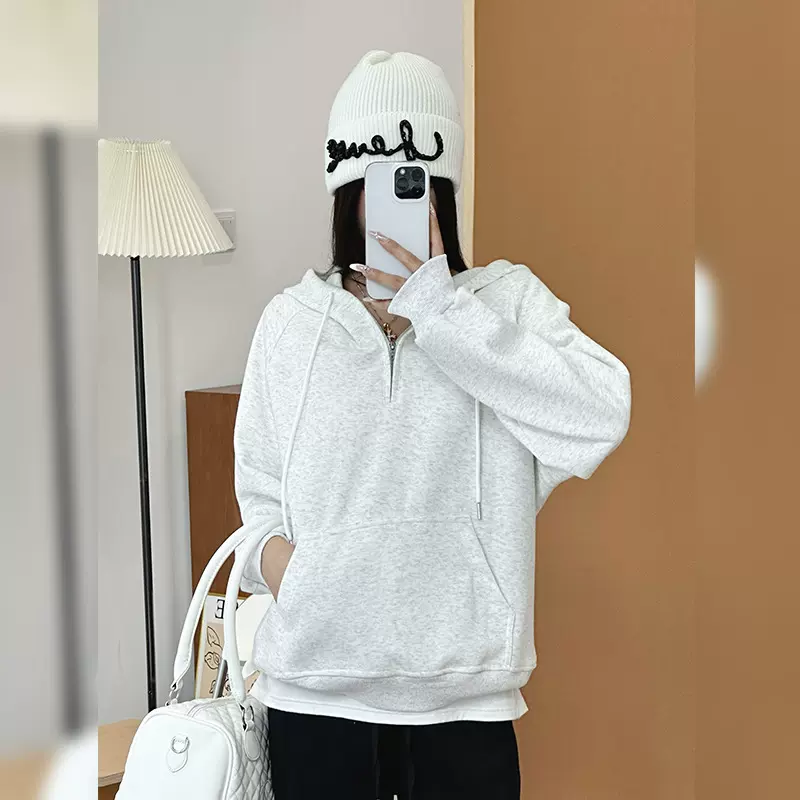 2025秋冬新款连帽卫衣女宽松百搭休闲慵懒风保暖外套上衣厂家直销