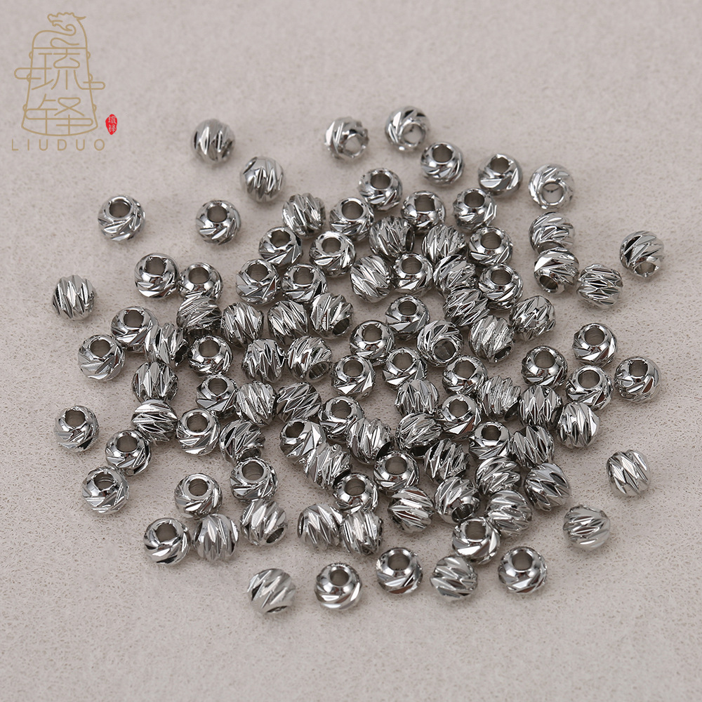 铜镀真金保色斜纹西瓜珠 diy隔珠手链项链散珠 切面圆珠饰品配件