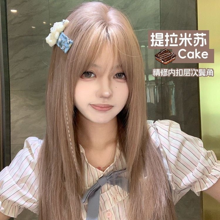 夢源層精修かつら女長髪減齢粉茶色女団風全頭カバー|undefined