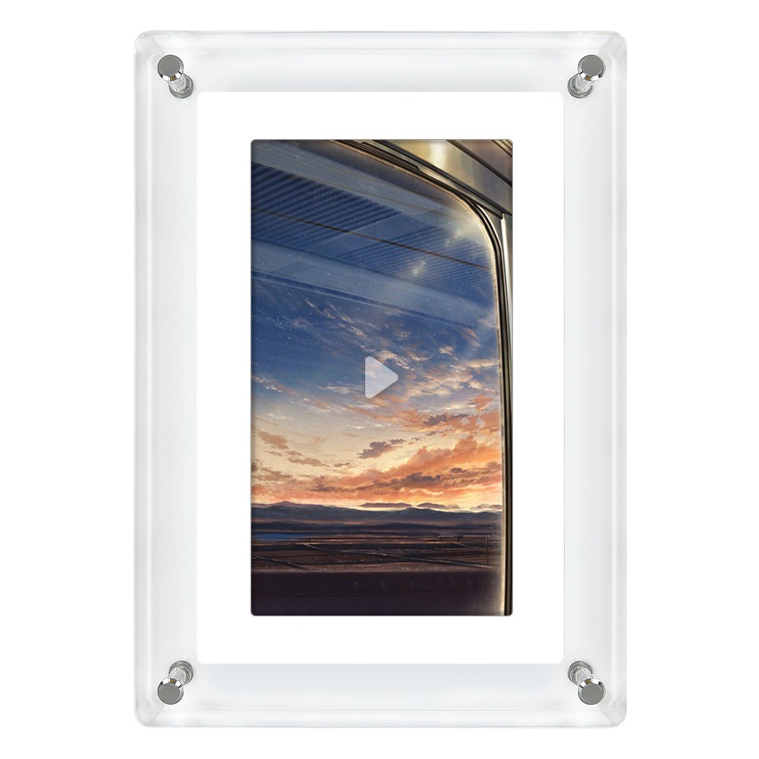 Productos calientes transfronterizos Marco de fotos digital de moda de borde transparente de 5 pulgadas Álbum electrónico Máquina de publicidad de video