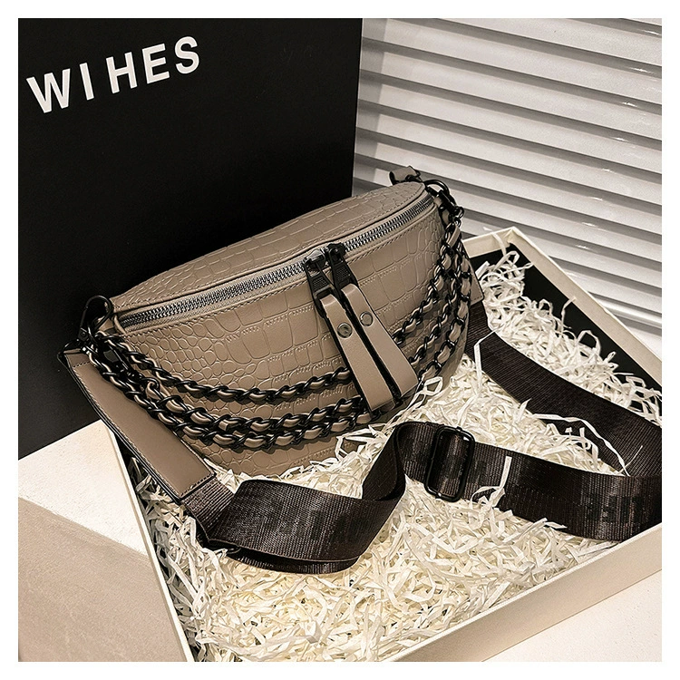 Chest bag, fashionable chain, belt bag, straps, small bag, 2023 collection, Korean style, western style