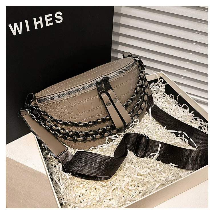 Chest bag, fashionable chain, belt bag, straps, small bag, 2023 collection, Korean style, western style