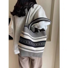 レディース トートバッグ ニット ショルダーバッグ ニットバッグ 海外人気 シンプル おしゃれ 大容量 バケットバッグ 女子