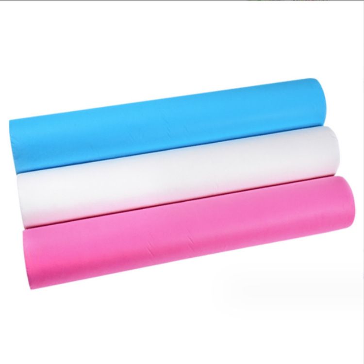 加厚防水防油一次性床单卷美容院无纺布床单透气十字带孔厂家