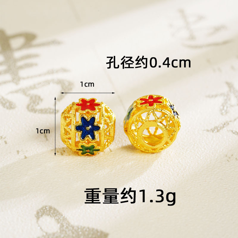Guochao joyas de oro de arena de estilo antiguo de China perlas huecadas Fu ZiDi accesorios Yiwu joyas fuente al por mayor image 11