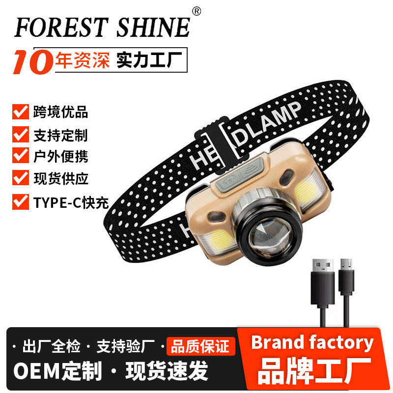 Nuevo Faro de inducción al aire libre doble modo resalte enfoque hogar emergencia impermeable noche corriendo larga resistencia portátil