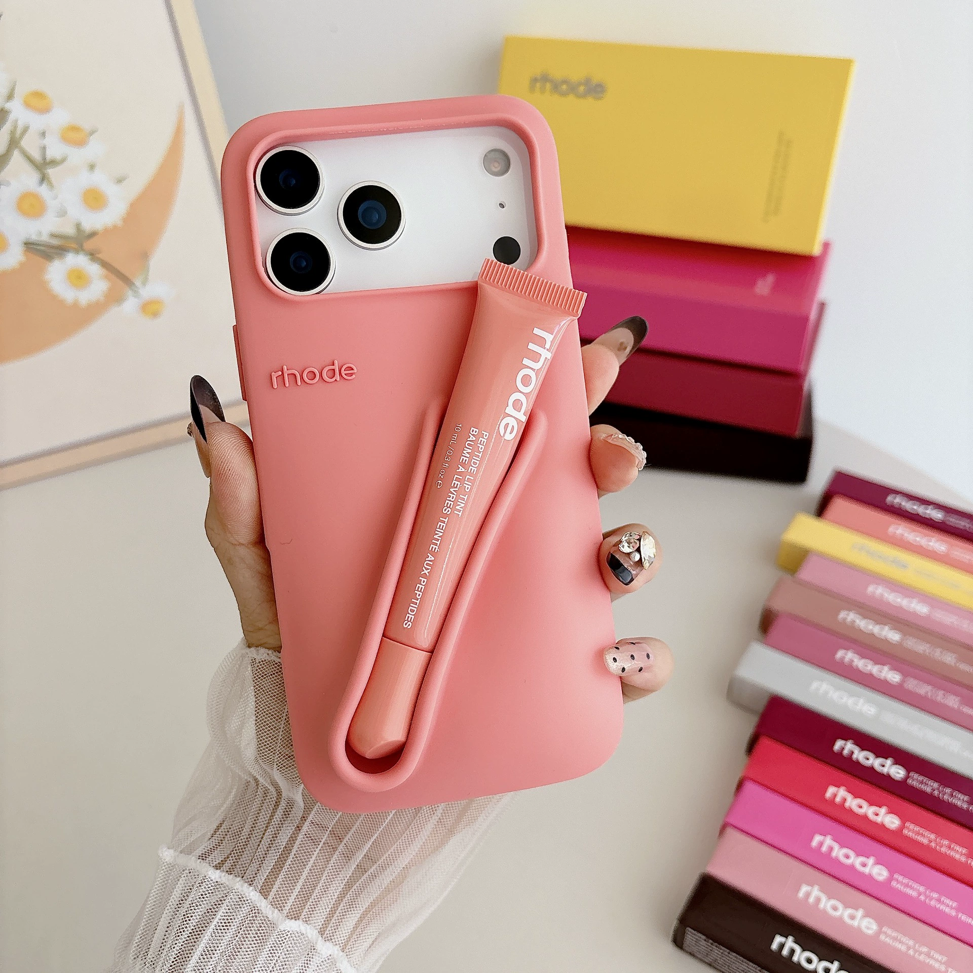 Яблоко, помада, блеск для губ, iPhone 14, трехмерный силиконовый чехол для телефона, iphone
