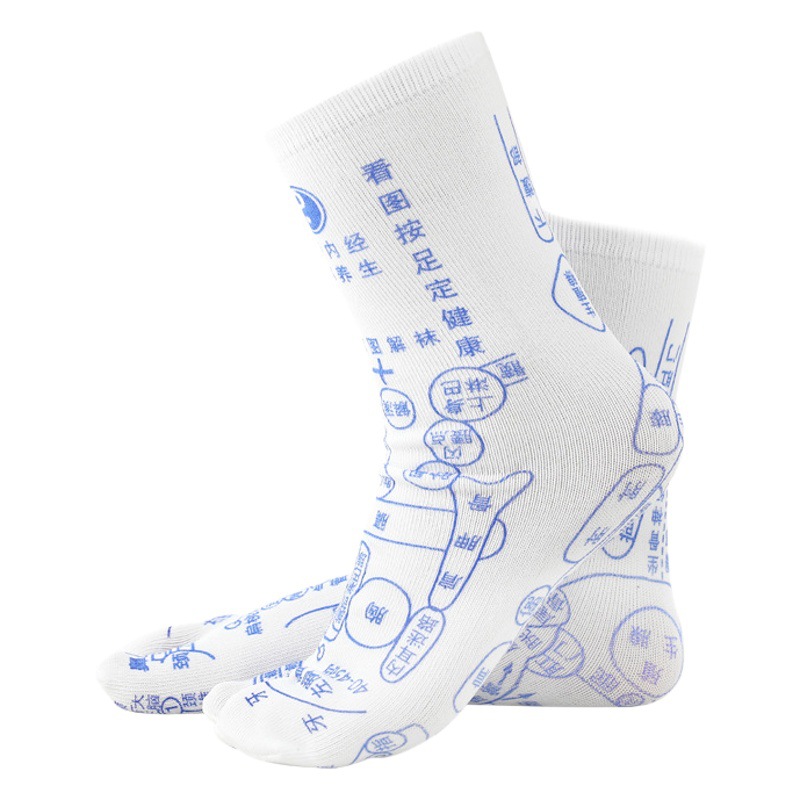 Calcetines de masaje de pies calcetines de enchufe tamaño dividido calcetines de pedicura meridianos cuidado de la salud diagrama del pie calcetines de reflexión del cuerpo humano calcetines de cuidado de la salud
