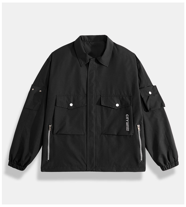 Men's Windbreaker Jacket Solid Colour Loose Fit Outdoor Coat_voghion.com