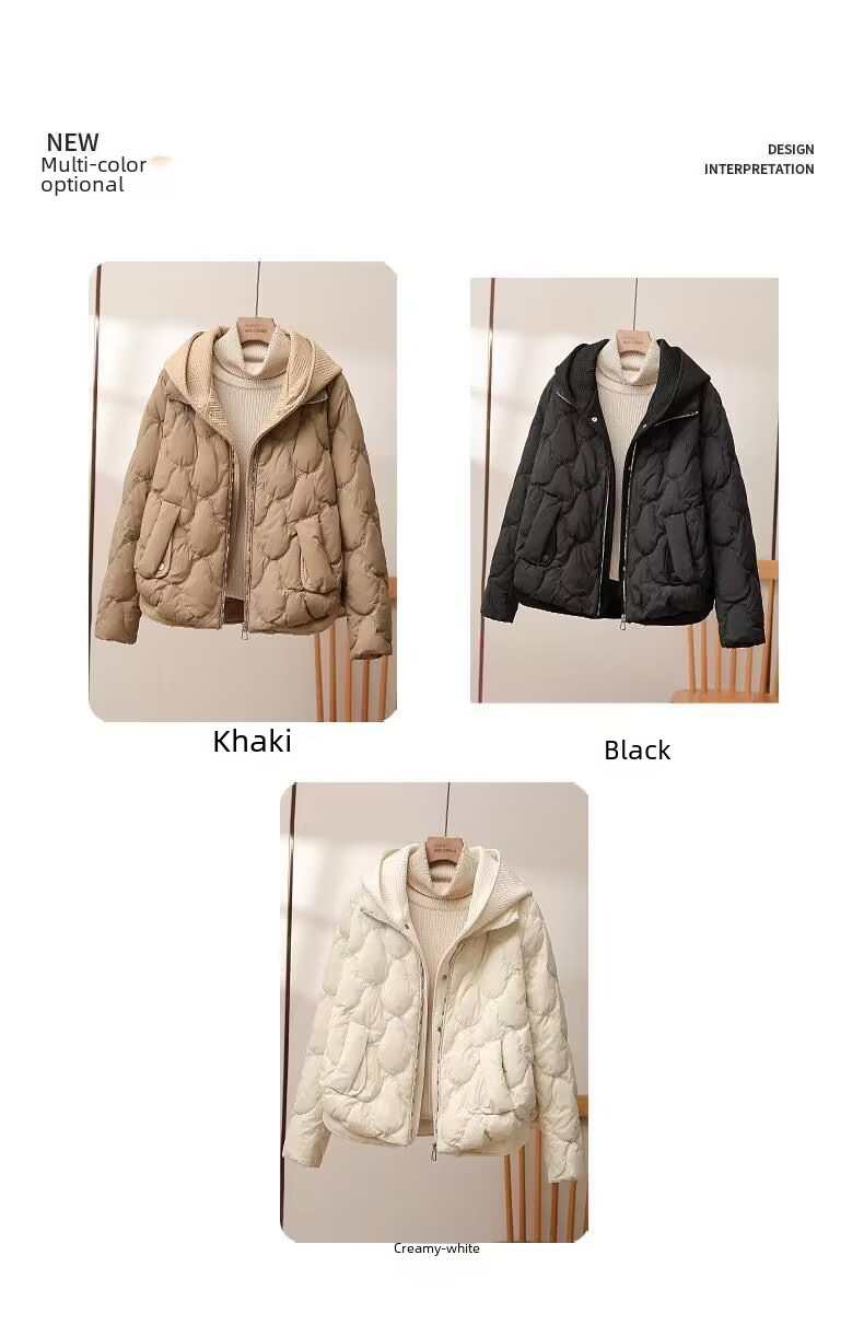 Abrigos de invierno con capucha de punto de dos piezas Ropa de algodón Ropa de invierno para mujer Nueva chaqueta de abrigo gruesa de pan coreano Maillard corto_voghion.com