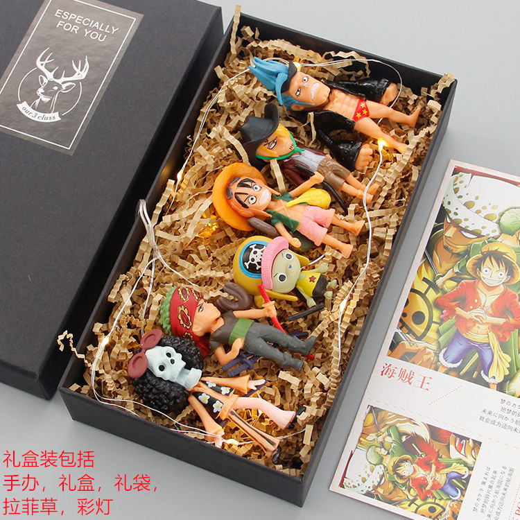 Uno de los piratas muñeca de oficina modelo de pastel decoración Q versión Luffy Sauron Ace Sanji Joba conjunto completo de anime