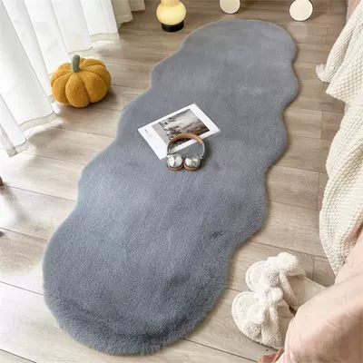 Ayaqaltılar (Kovriklər) High-End 3D Bubble Plush Foot - 60x150cm-gray-thickened-faux-rabbit-fur