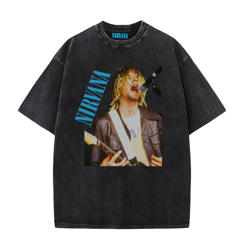Nirvana banda de rock Nirvana Cobain cocoburn apenado lavado vintage batik camiseta suelta
