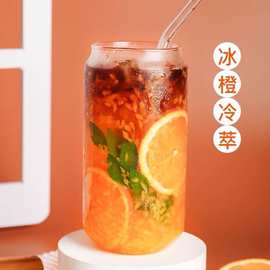 网红ins透明可乐杯创意家用饮料杯耐高温玻璃杯冷饮易拉罐果汁杯