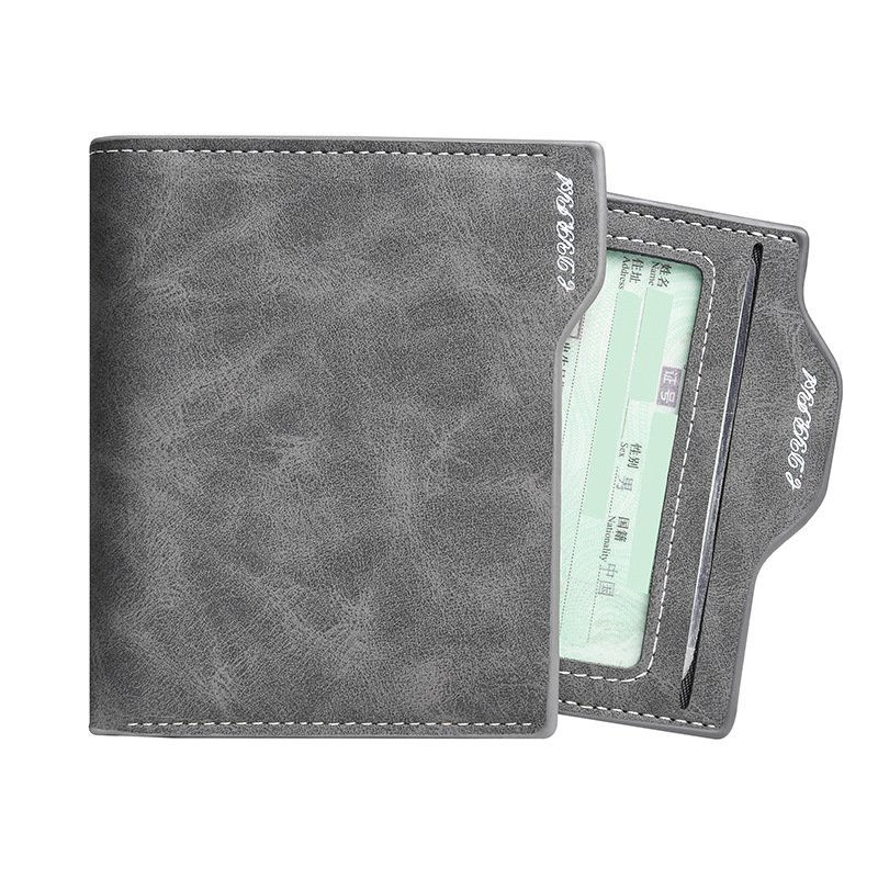 Cartera de hombre corta multi-tarjeta función delgada cartera de cuero suave retro esmerilado cremallera bolsa de cambio bolso de tarjeta de licencia de conducir