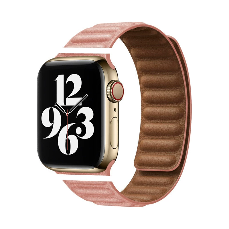 Магнитный ремешок для часов (Apple) PG5 — кожаный магнитный, клетчатый/джинсовый, 38–49 мм