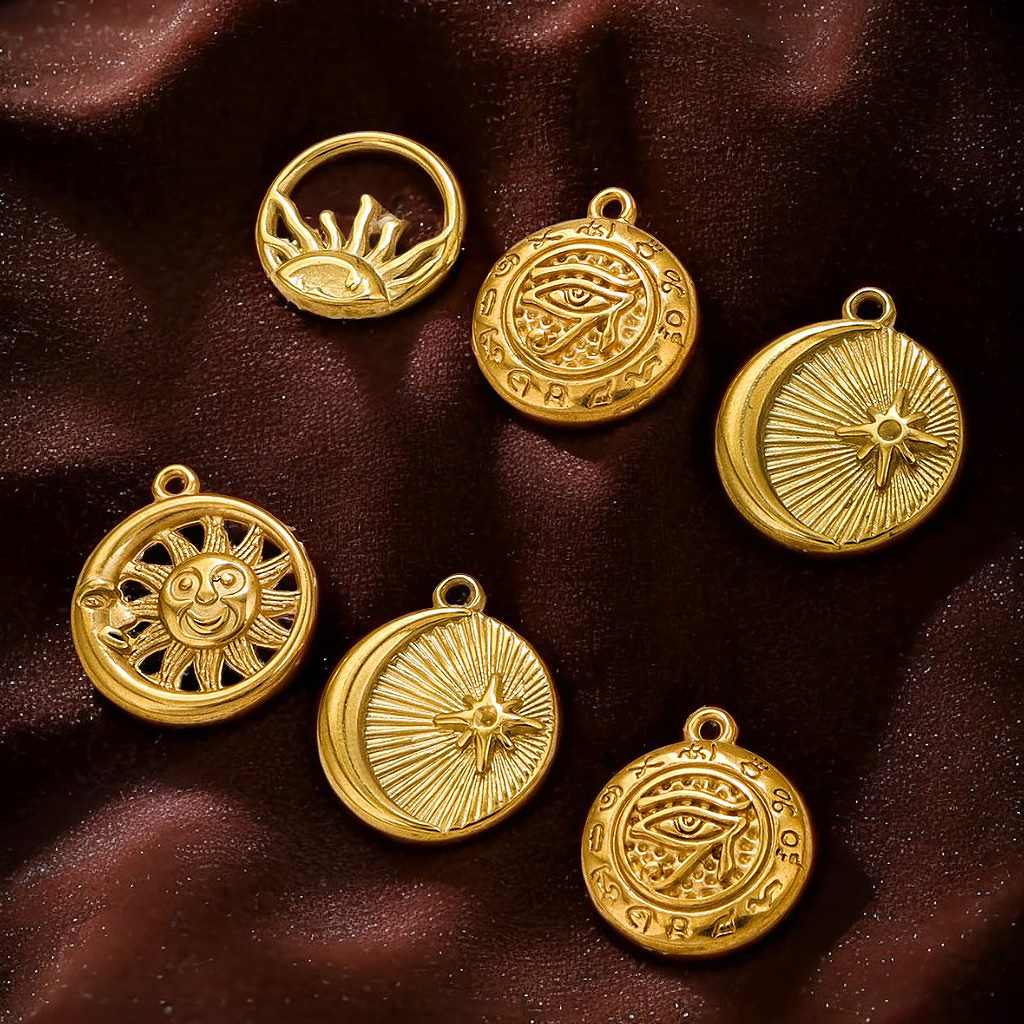 Acero inoxidable europeo y americano sol ojo colgante joyería DIY colgante de oro 18K colgante colgante de acero mujer colgante colgante